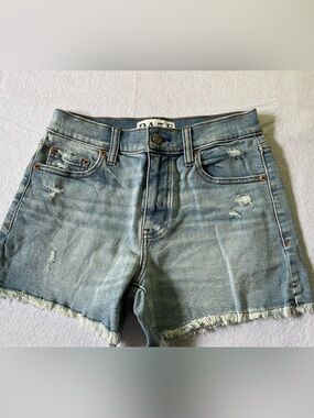 Women’s Light Blue Distressed Denim Jean Shorts - Casual Frayed Hem